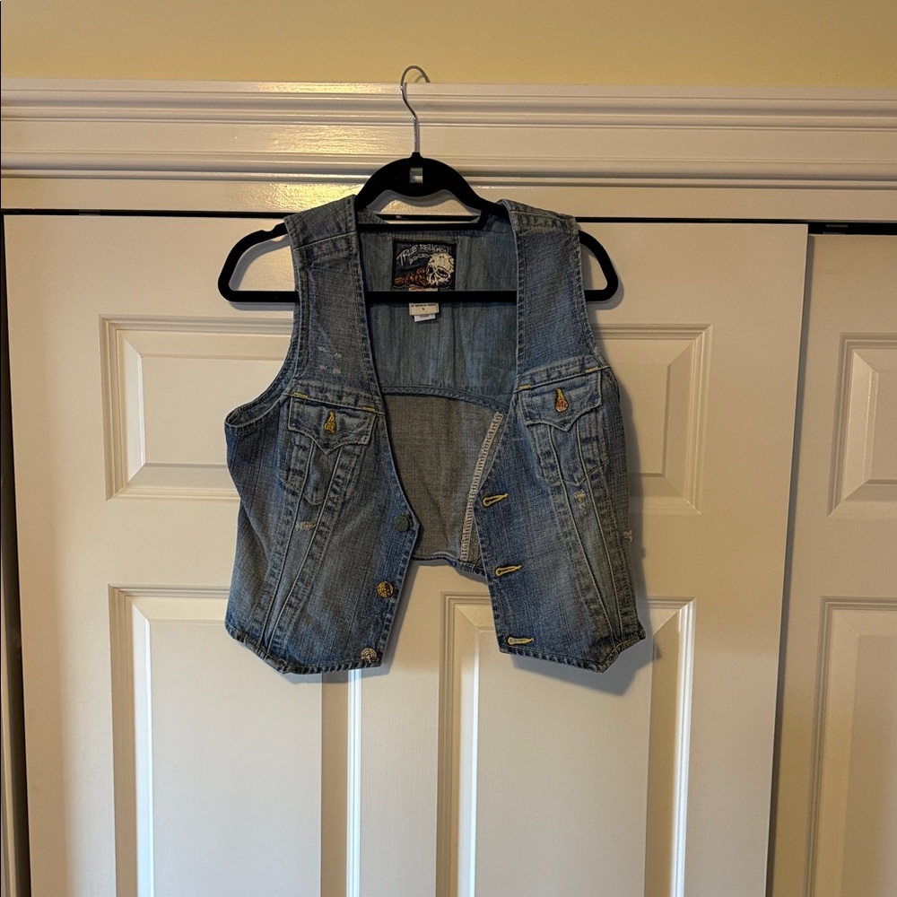 True Religion Light Wash Denim Vest